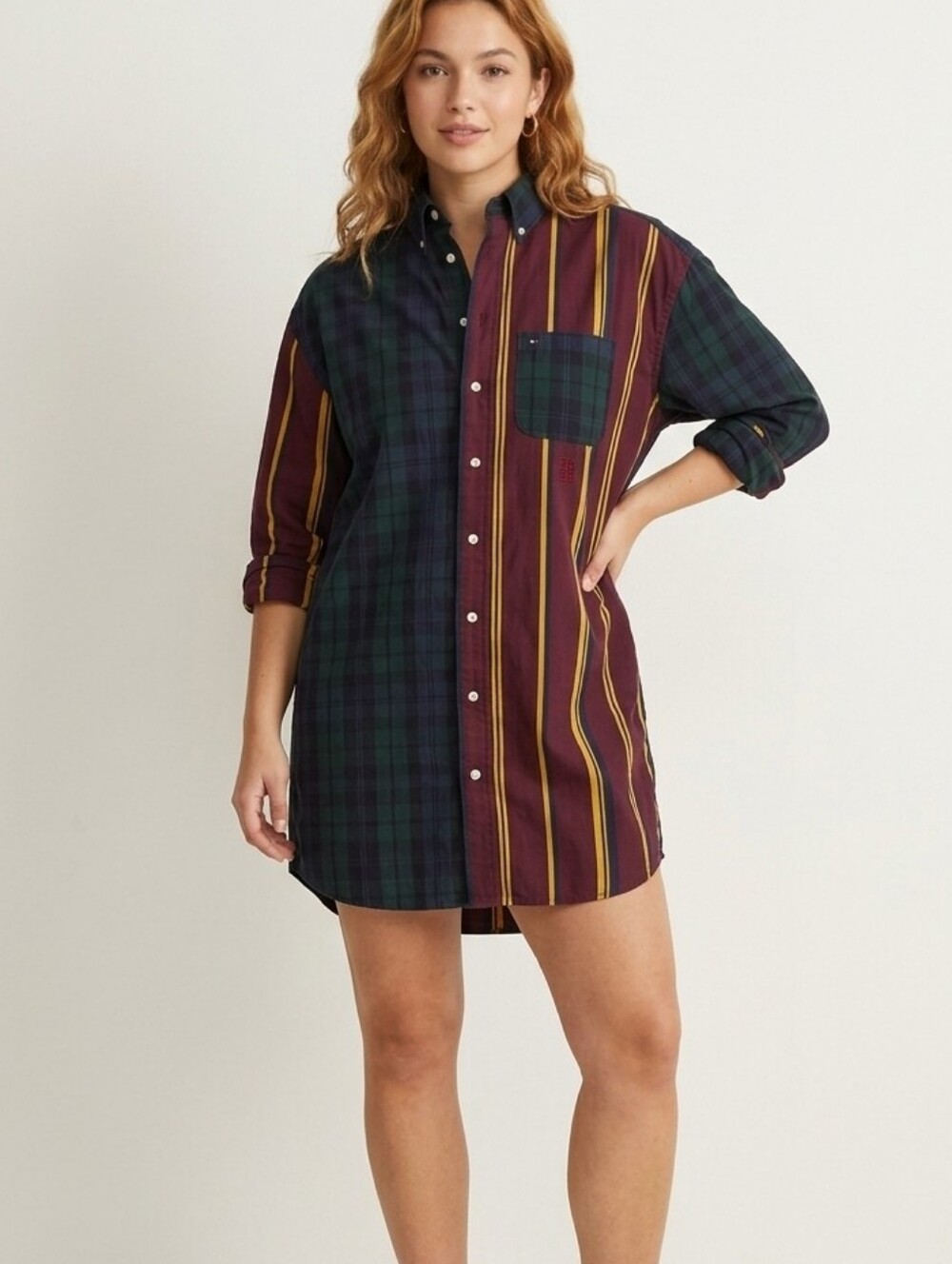 Tommy Hilfiger Women Spread Collar Long Sleeve Stripe Shirt XS